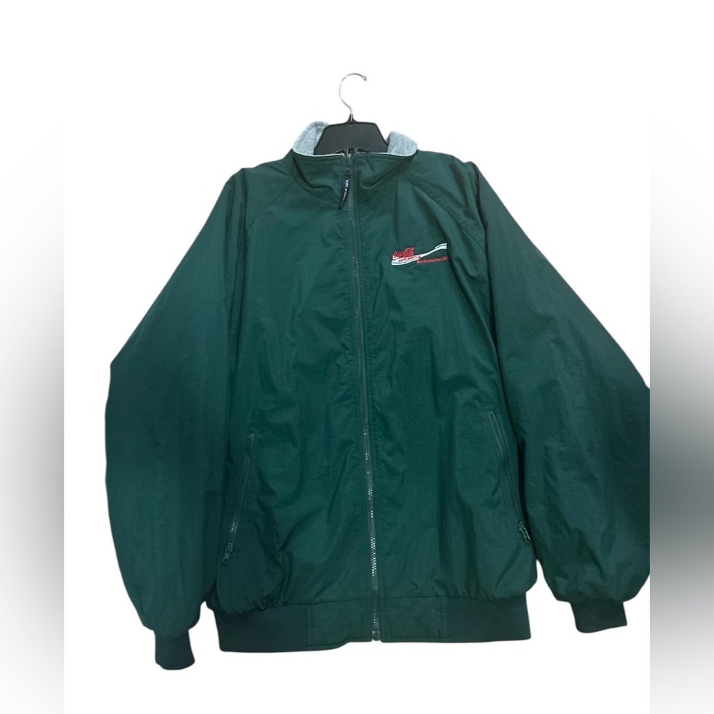 Vintage Port Authority Green Coca-Cola Zip-up Fleeced Lined Jacket